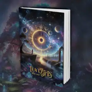 Mystisches Titelbild des Lunaris Planers 2026–2027 mit kosmischen Symbolen und einer astronomischen Illustration.