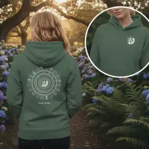 Hunab Ku Hoodie spiritueller Kapuzenpullover mit Maya Symbol Galaktischer Schmetterling