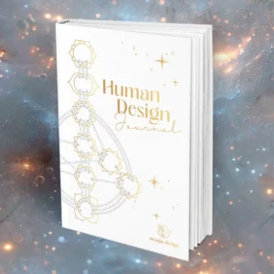 Human Design Journal weißes Hardcover mit Goldschrift und Bodygraph