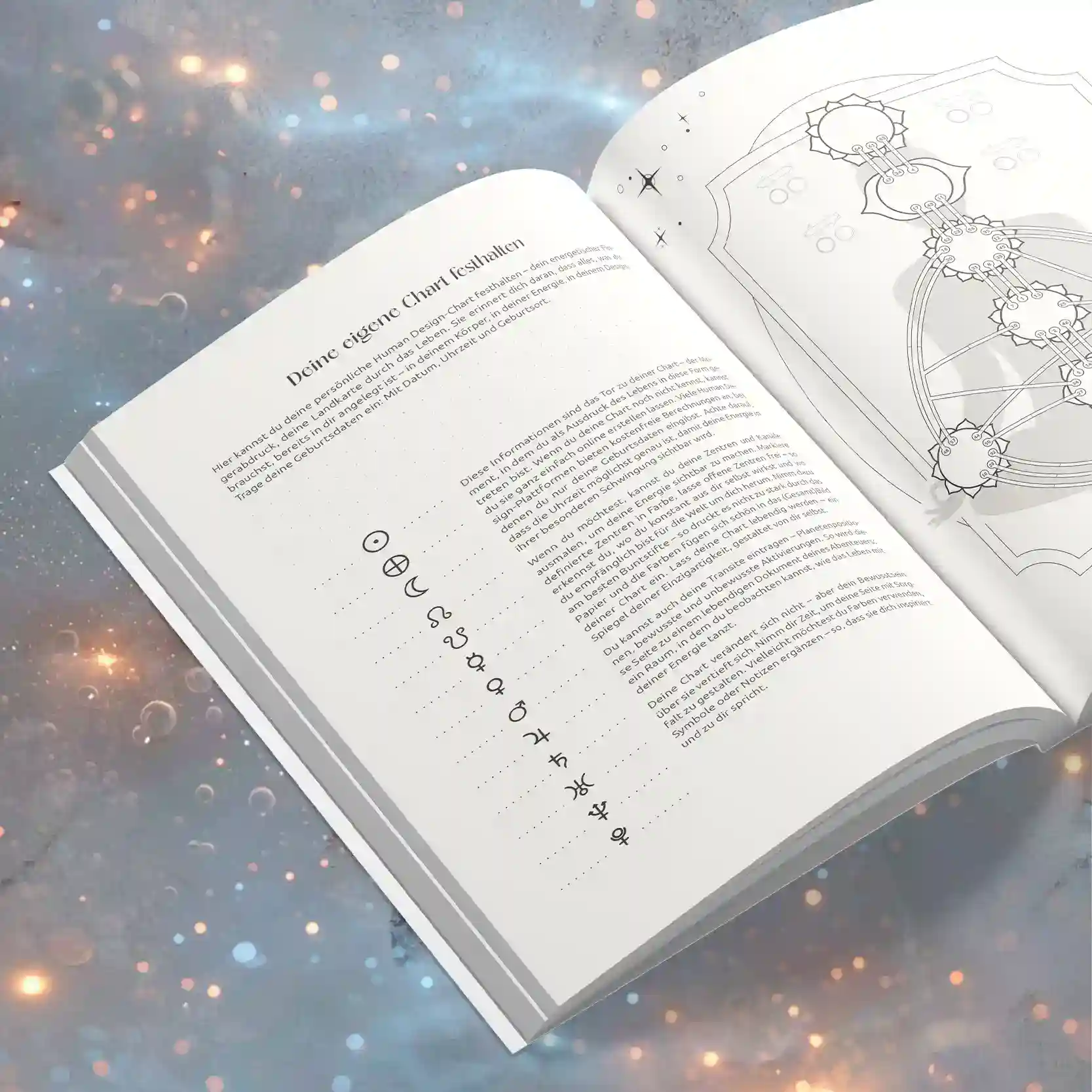 Detailansicht Planetensymbole Human Design Notizbuch