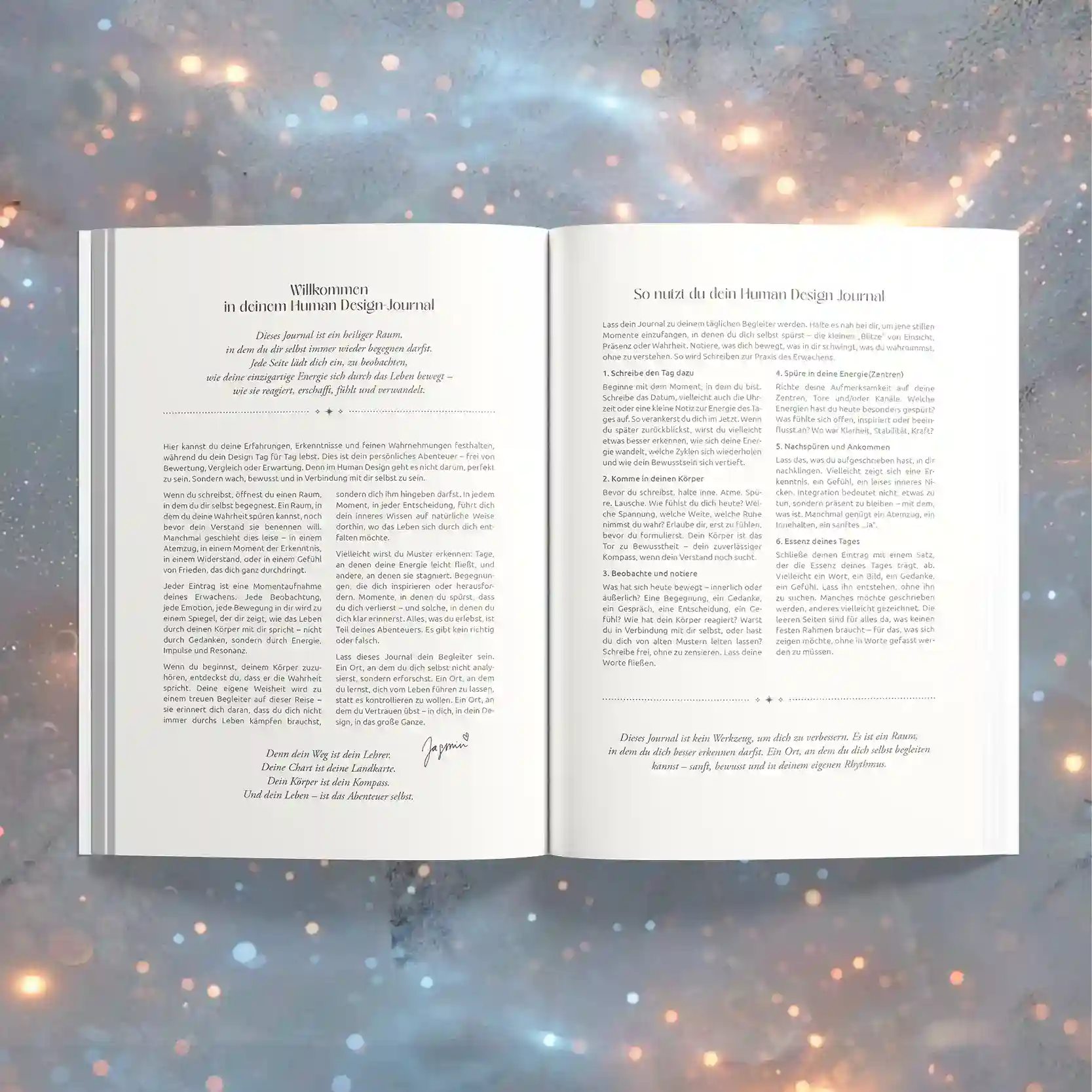 Willkommenstext und Anleitung zur Nutzung des Human Design Journals